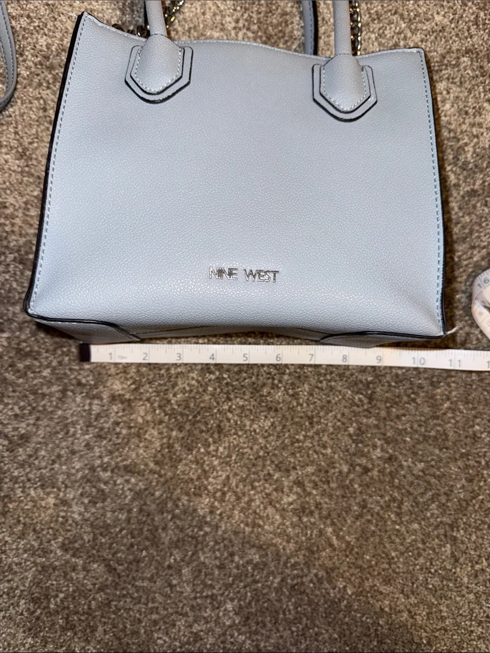 Nine West Powder Blue Pebbled Satchel with Chain Strap
